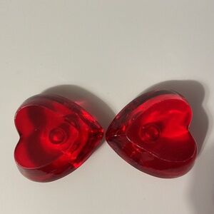 Small Red Heart Shaped Candle Holders